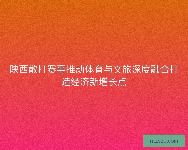 陕西散打赛事推动体育与文旅深度融合打造经济新增长点 陕西散打赛事推动体育与文旅深度融合打造经济新增长点